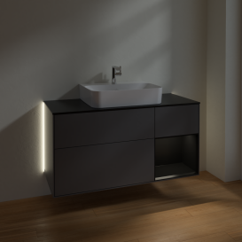 Тумба под раковину Villeroy & Boch Finion 120х50,1 см с подсветкой МДФ антрацит матовый лак/стекло черное матовое G172PDGK