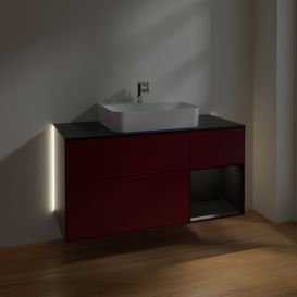 Тумба под раковину Villeroy & Boch Finion 120х50,1 см с подсветкой МДФ пион матовый лак/стекло черное матовое G172PDHB