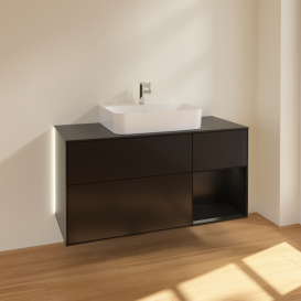 Тумба под раковину Villeroy & Boch Finion 120х50,1 см с подсветкой МДФ черный матовый лак/стекло черное матовое G172PDPD
