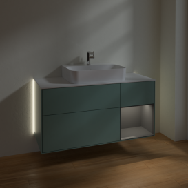 Тумба под раковину Villeroy & Boch Finion 120х50,1 см с подсветкой МДФ оливковый матовый лак/стекло белое матовое G171GKGM
