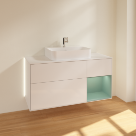 Тумба под раковину Villeroy & Boch Finion 120х50,1 см с подсветкой МДФ глянцевый белый лак/стекло белое матовое G171GMGF