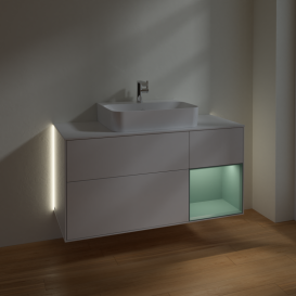 Тумба под раковину Villeroy & Boch Finion 120х50,1 см с подсветкой МДФ глянцевый белый лак/стекло белое матовое G171GMGF