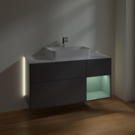 Тумба под раковину Villeroy & Boch Finion 120х50,1 см с подсветкой МДФ антрацит матовый лак/стекло белое матовое G171GMGK