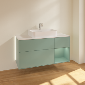 Тумба под раковину Villeroy & Boch Finion 120х50,1 см с подсветкой МДФ оливковый матовый лак/стекло белое матовое G171GMGM