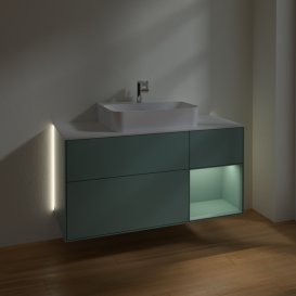 Тумба под раковину Villeroy & Boch Finion 120х50,1 см с подсветкой МДФ оливковый матовый лак/стекло белое матовое G171GMGM