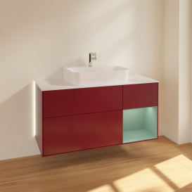 Тумба под раковину Villeroy & Boch Finion 120х50,1 см с подсветкой МДФ пион матовый лак/стекло белое матовое G171GMHB