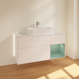 Тумба под раковину Villeroy & Boch Finion 120х50,1 см с подсветкой МДФ белый матовый лак/стекло белое матовое G171GMMT