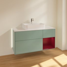 Тумба под раковину Villeroy & Boch Finion 120х50,1 см с подсветкой МДФ оливковый матовый лак/стекло белое матовое G171HBGM