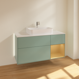 Тумба под раковину Villeroy & Boch Finion 120х50,1 см с подсветкой МДФ оливковый матовый лак/стекло белое матовое G171HFGM