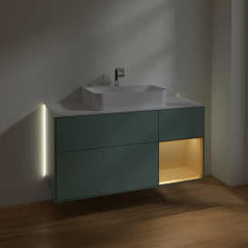 Тумба под раковину Villeroy & Boch Finion 120х50,1 см с подсветкой МДФ оливковый матовый лак/стекло белое матовое G171HFGM