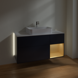 Тумба под раковину Villeroy & Boch Finion 120х50,1 см с подсветкой МДФ темно-синий матовый лак/стекло белое матовое G171HFHG