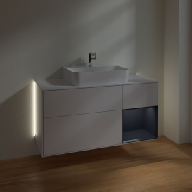 Тумба под раковину Villeroy & Boch Finion 120х50,1 см с подсветкой МДФ глянцевый белый лак/стекло белое матовое G171HGGF