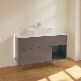 Тумба под раковину Villeroy & Boch Finion 120х50,1 см с подсветкой МДФ антрацит матовый лак/стекло белое матовое G171HGGK