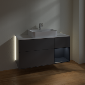 Тумба под раковину Villeroy & Boch Finion 120х50,1 см с подсветкой МДФ антрацит матовый лак/стекло белое матовое G171HGGK