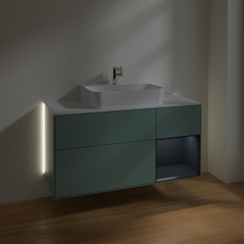 Тумба под раковину Villeroy & Boch Finion 120х50,1 см с подсветкой МДФ оливковый матовый лак/стекло белое матовое G171HGGM