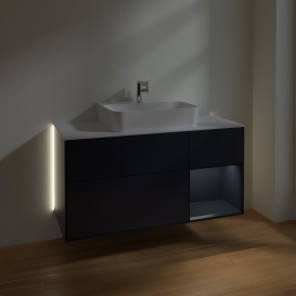 Тумба под раковину Villeroy & Boch Finion 120х50,1 см с подсветкой МДФ темно-синий матовый лак/стекло белое матовое G171HGHG