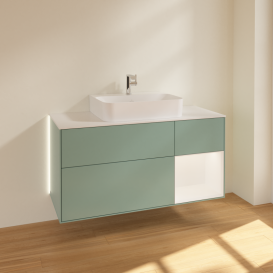 Тумба под раковину Villeroy & Boch Finion 120х50,1 см с подсветкой МДФ оливковый матовый лак/стекло белое матовое G171MTGM