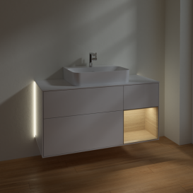 Тумба под раковину Villeroy & Boch Finion 120х50,1 см с подсветкой МДФ глянцевый белый лак/стекло белое матовое G171PCGF