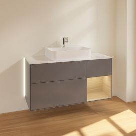 Тумба под раковину Villeroy & Boch Finion 120х50,1 см с подсветкой МДФ антрацит матовый лак/стекло белое матовое G171PCGK