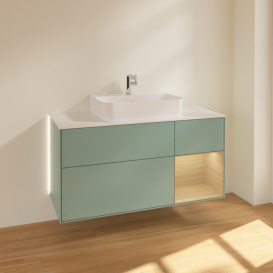 Тумба под раковину Villeroy & Boch Finion 120х50,1 см с подсветкой МДФ оливковый матовый лак/стекло белое матовое G171PCGM