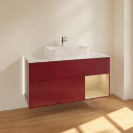 Тумба под раковину Villeroy & Boch Finion 120х50,1 см с подсветкой МДФ пион матовый лак/стекло белое матовое G171PCHB