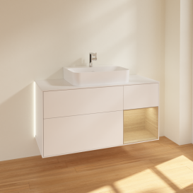 Тумба под раковину Villeroy & Boch Finion 120х50,1 см с подсветкой МДФ белый матовый лак/стекло белое матовое G171PCMT