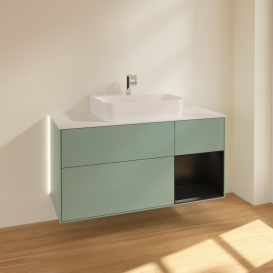 Тумба под раковину Villeroy & Boch Finion 120х50,1 см с подсветкой МДФ оливковый матовый лак/стекло белое матовое G171PDGM