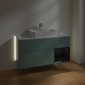 Тумба под раковину Villeroy & Boch Finion 120х50,1 см с подсветкой МДФ оливковый матовый лак/стекло белое матовое G171PDGM