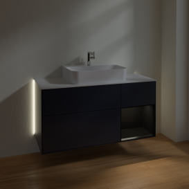 Тумба под раковину Villeroy & Boch Finion 120х50,1 см с подсветкой МДФ темно-синий матовый лак/стекло белое матовое G171PDHG