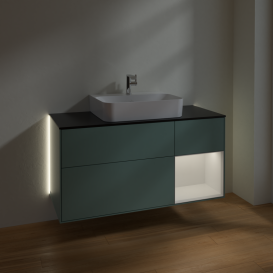 Тумба под раковину Villeroy & Boch Finion 120х50,1 см с подсветкой МДФ оливковый матовый лак/стекло черное матовое G172GFGM