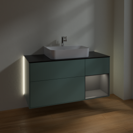 Тумба под раковину Villeroy & Boch Finion 120х50,1 см с подсветкой МДФ оливковый матовый лак/стекло черное матовое G172GKGM