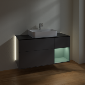 Тумба под раковину Villeroy & Boch Finion 120х50,1 см с подсветкой МДФ антрацит матовый лак/стекло черное матовое G172GMGK