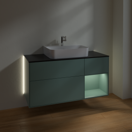 Тумба под раковину Villeroy & Boch Finion 120х50,1 см с подсветкой МДФ оливковый матовый лак/стекло черное матовое G172GMGM