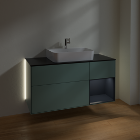 Тумба под раковину Villeroy & Boch Finion 120х50,1 см с подсветкой МДФ оливковый матовый лак/стекло черное матовое G172HGGM