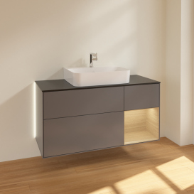 Тумба под раковину Villeroy & Boch Finion 120х50,1 см с подсветкой МДФ антрацит матовый лак/стекло черное матовое G172PCGK