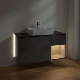 Тумба под раковину Villeroy & Boch Finion 120х50,1 см с подсветкой МДФ антрацит матовый лак/стекло черное матовое G172PCGK