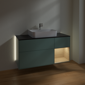 Тумба под раковину Villeroy & Boch Finion 120х50,1 см с подсветкой МДФ оливковый матовый лак/стекло черное матовое G172PCGM