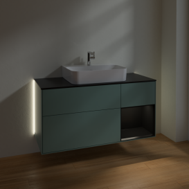 Тумба под раковину Villeroy & Boch Finion 120х50,1 см с подсветкой МДФ оливковый матовый лак/стекло черное матовое G172PDGM