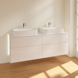 Тумба під раковину Villeroy & Boch Finion 160х50,1 см з підсвіткою МДФ білий глянцевий лак/скло біле матове G18100GF