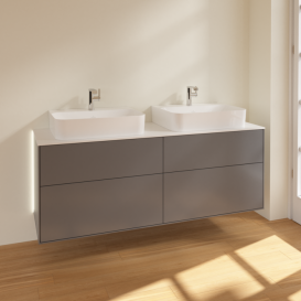 Тумба под раковину Villeroy & Boch Finion 160х50,1 см с подсветкой МДФ антрацит матовый лак/стекло белое матовое G18100GK