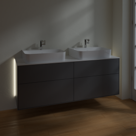 Тумба под раковину Villeroy & Boch Finion 160х50,1 см с подсветкой МДФ антрацит матовый лак/стекло белое матовое G18100GK