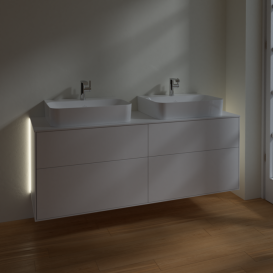 Тумба под раковину Villeroy & Boch Finion 160х50,1 см с подсветкой МДФ белый матовый лак/стекло белое матовое G18100MT