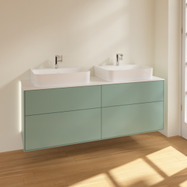 Тумба под раковину Villeroy & Boch Finion 160х50,1 см с подсветкой МДФ оливковый матовый лак/стекло белое матовое G18100GM