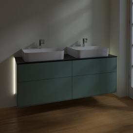 	Тумба под раковину Villeroy & Boch Finion 160х50,1 см с подсветкой МДФ оливковый матовый лак/стекло черное матовое G18200GM