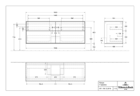 Тумба под раковину Villeroy & Boch Finion 160х50,1 см МДФ белый матовый лак/стекло черное матовое F19200MT