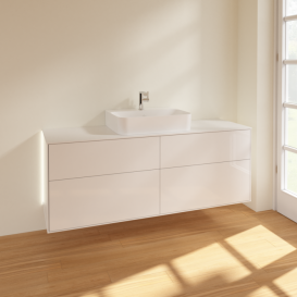 Тумба под раковину Villeroy & Boch Finion 160х50,1 см с подсветкой МДФ глянцевый белый лак/стекло белое матовое G19100GF