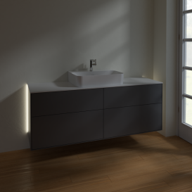 Тумба под раковину Villeroy & Boch Finion 160х50,1 см с подсветкой МДФ антрацит матовый лак/стекло белое матовое G19100GK