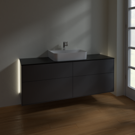 Тумба под раковину Villeroy & Boch Finion 160х50,1 см с подсветкой МДФ антрацит матовый лак/стекло черное матовое G19200GK