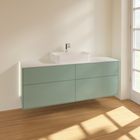 Тумба под раковину Villeroy & Boch Finion 160х50,1 см с подсветкой МДФ оливковый матовый лак/стекло белое матовое G19100GM