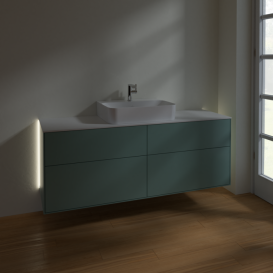 Тумба под раковину Villeroy & Boch Finion 160х50,1 см с подсветкой МДФ оливковый матовый лак/стекло белое матовое G19100GM